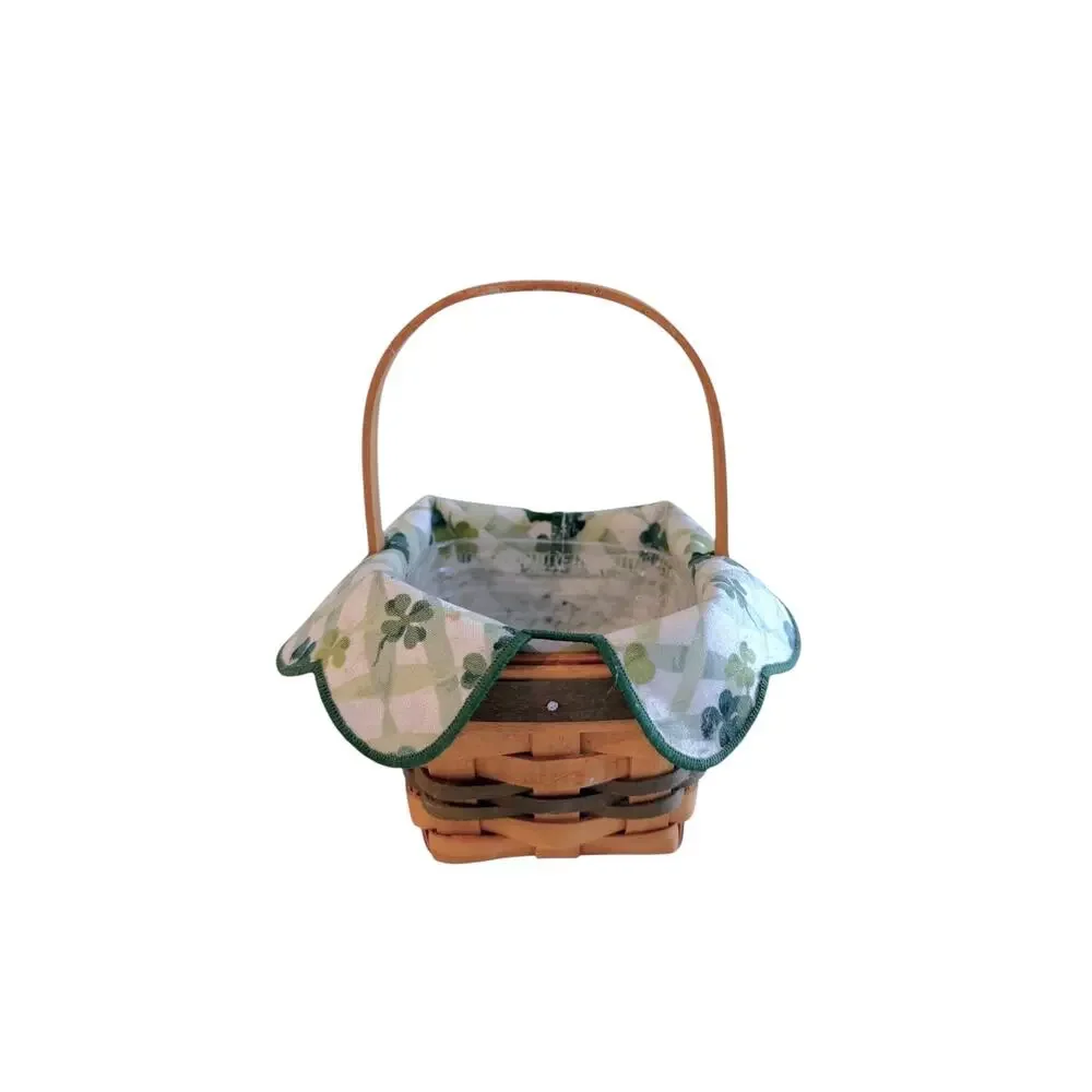 Longaberger Heartland Lots of Luck Basket Shamrock Liner & Plastic Insert 1999